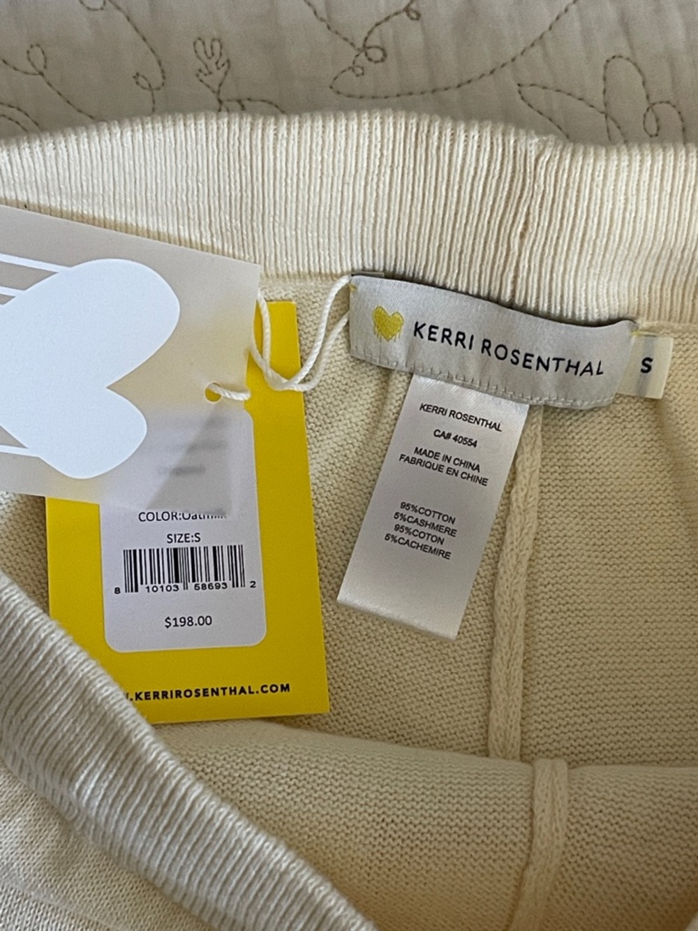 Kerri Rosenthal Barb Lounge Pant Cropped Oatmilk Cream Wide Leg NWT Size Small - Picture 4 of 7
